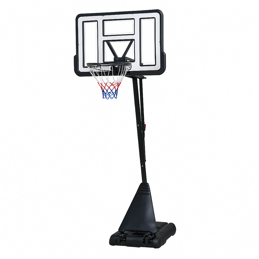 Basketkorg 2,45–3,05 m – 45 cm ring, 110 x 75 cm skiva, vit-svart