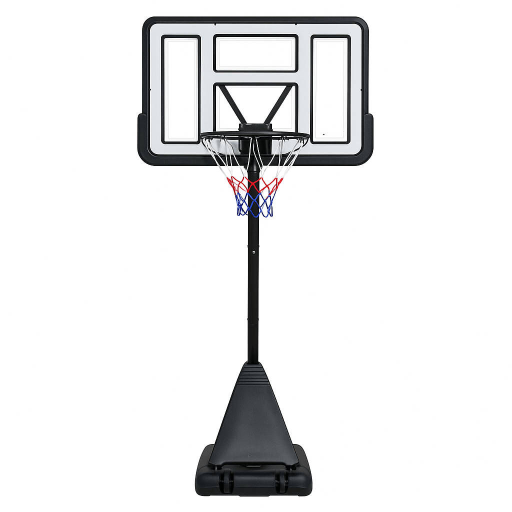 Basketkorg 2,45–3,05 m – 45 cm ring, 110 x 75 cm skiva, vit-svart