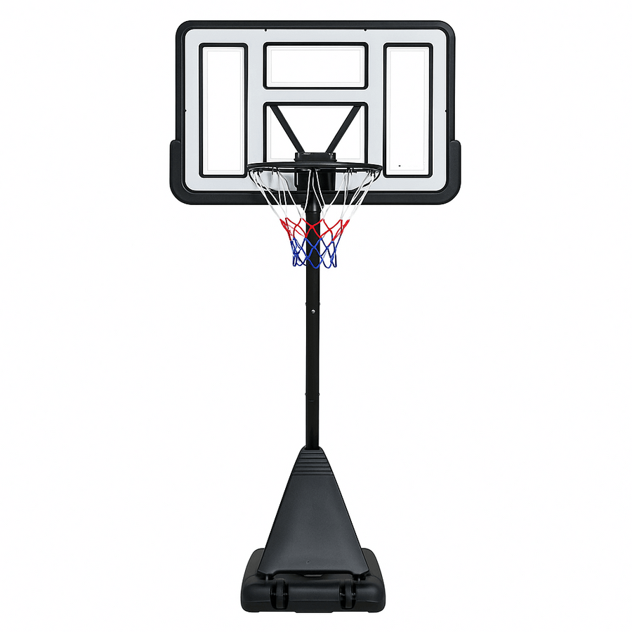 Basketkorg 2,45–3,05 m – 45 cm ring, 110 x 75 cm skiva, vit-svart