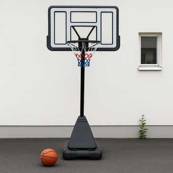 Basketkorg 2,45–3,05 m – 45 cm ring, 110 x 75 cm skiva, vit-svart