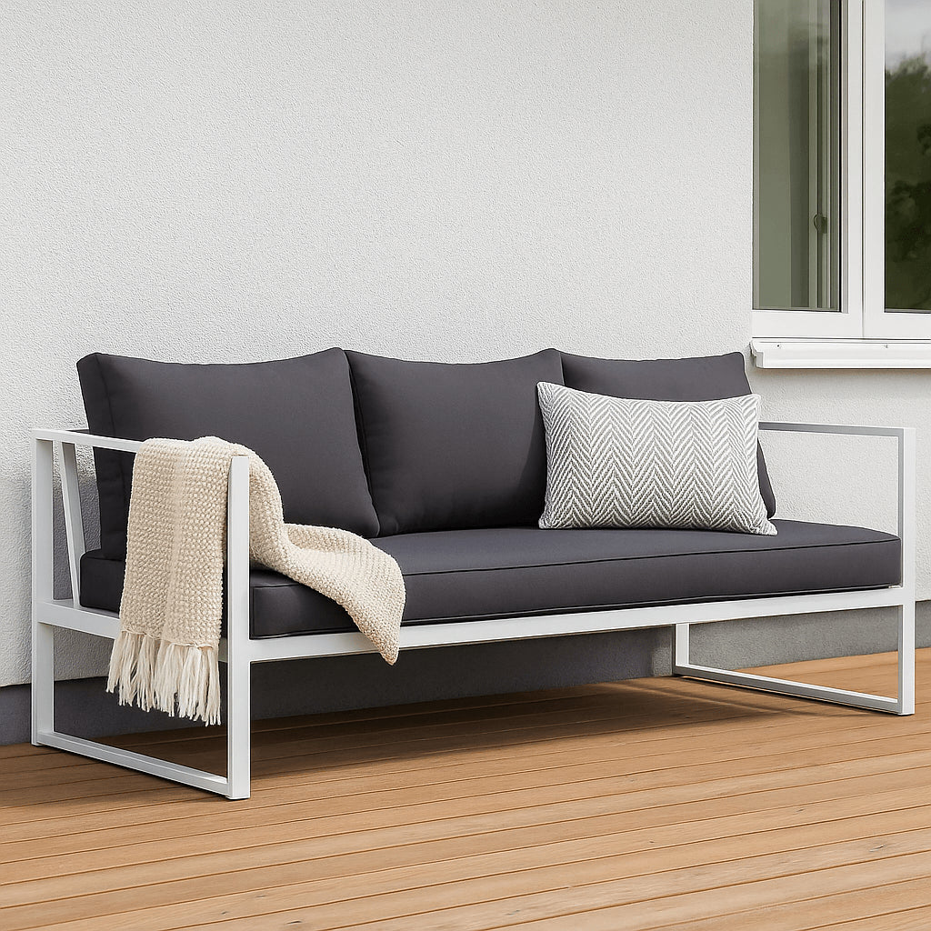 POHJOLA GARDEN 3-istuttava Ulkosohva ISLA 190 CM, Valkoinen / harmaa