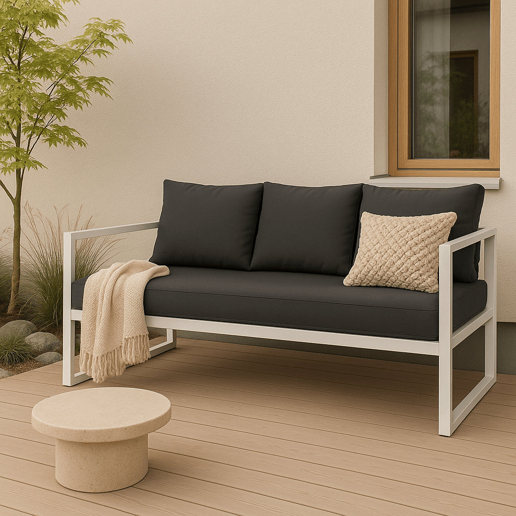 POHJOLA GARDEN 3-istuttava Ulkosohva ISLA 190 CM, Valkoinen / harmaa