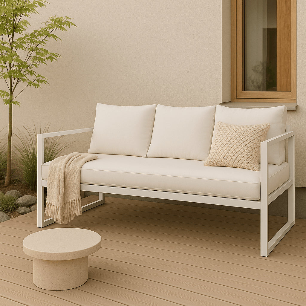 POHJOLA GARDEN 3-istuttava Ulkosohva ISLA 190 CM, Valkoinen / Vaalea Beige