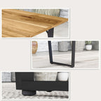 Puinen puutarhapöytä 175 x 80 cm, metallirunko