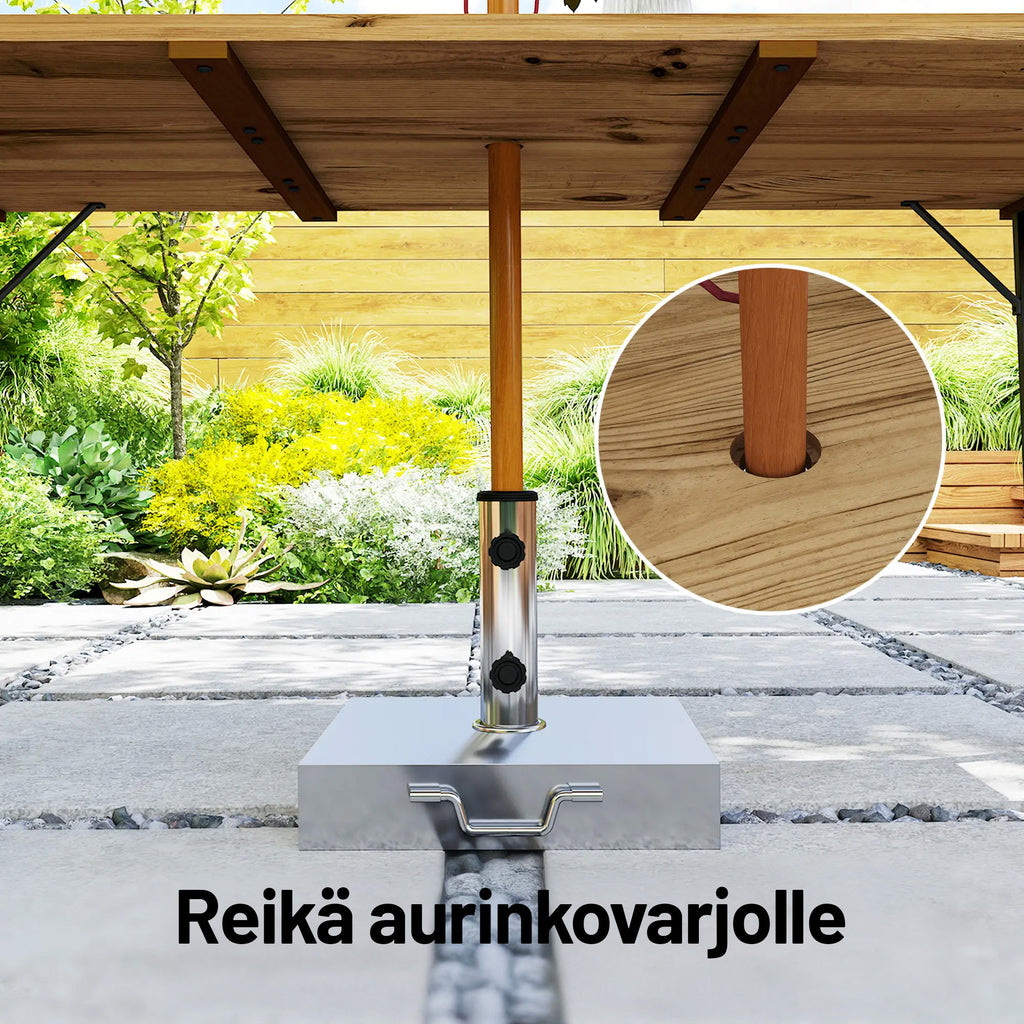 Puinen puutarhapöytä 175 x 80 cm, metallirunko