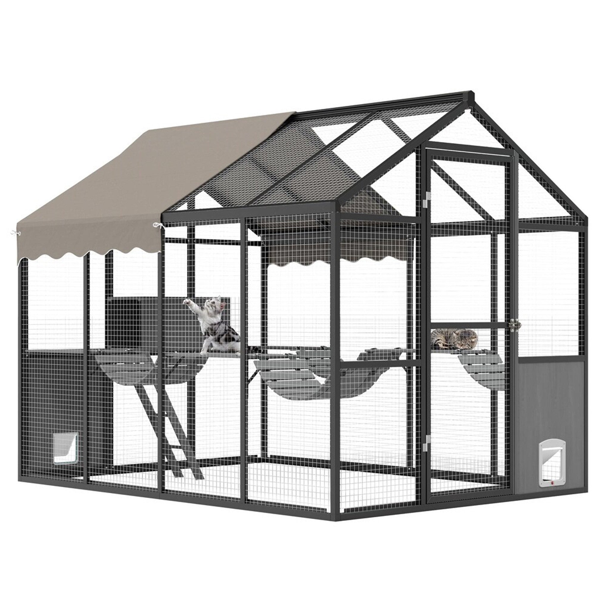Pohjolan Lemmikkitarvike Kissatalo / Kissan ulkohäkki, Musta Alumiini, 242 x 176 x 193cm