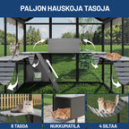 Pohjolan Lemmikkitarvike Kissatalo / Kissan ulkohäkki, Musta Alumiini, 242 x 176 x 193cm