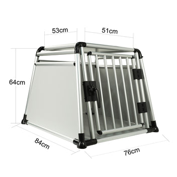 Transportbur för hund 84 x 76 x 64 cm – aluminiumram, MDF-paneler, rundade rör