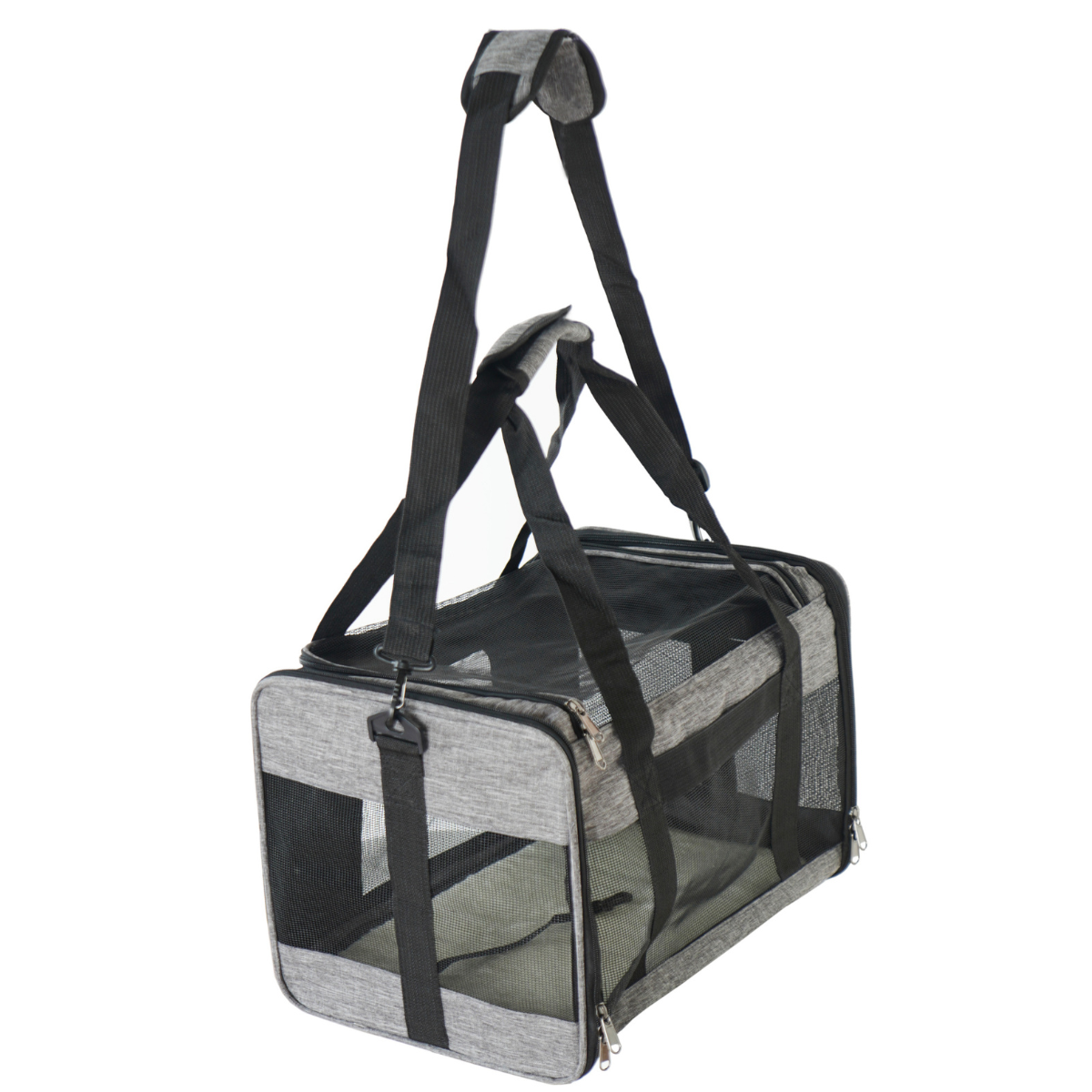 Bärväska för husdjur 45 x 29 x 29 cm – hopfällbar, nät, grå