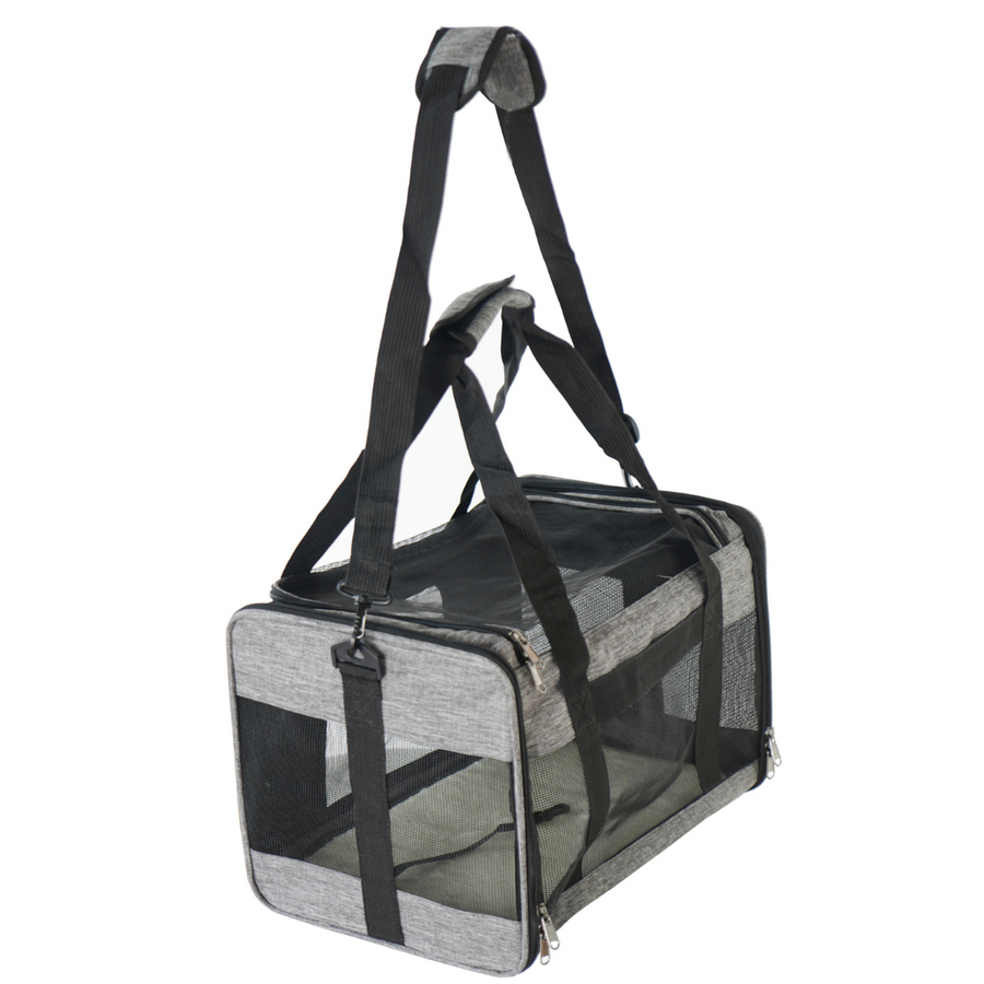 Bärväska för husdjur 45 x 29 x 29 cm – hopfällbar, nät, grå