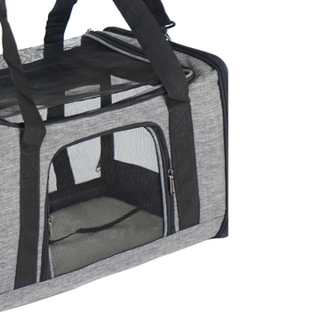 Bärväska för husdjur 45 x 29 x 29 cm – hopfällbar, nät, grå