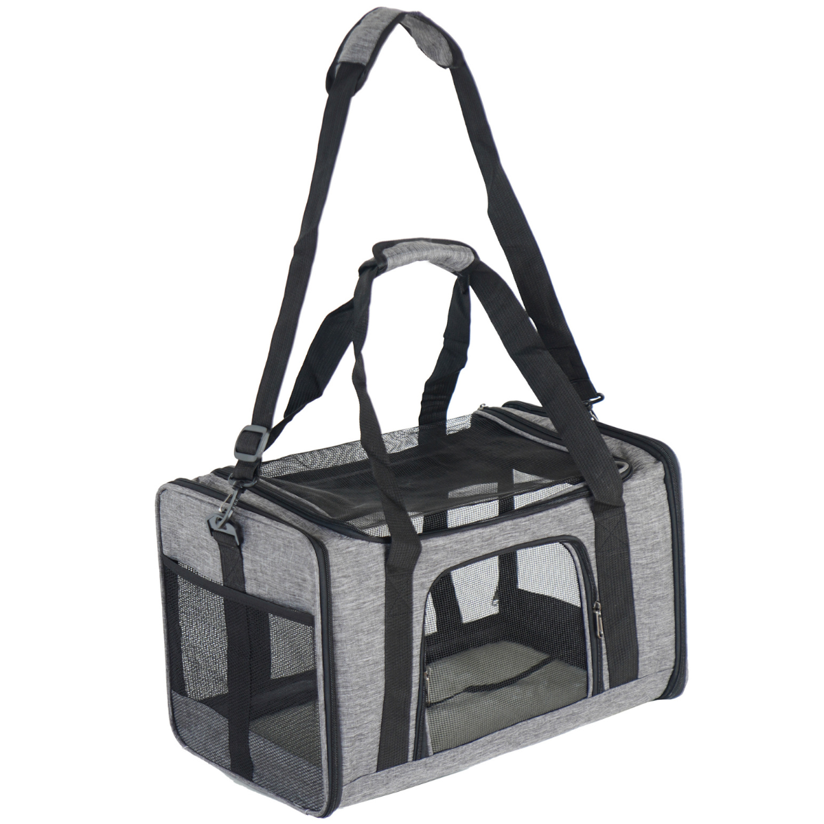 Bärväska för husdjur 45 x 29 x 29 cm – hopfällbar, nät, grå