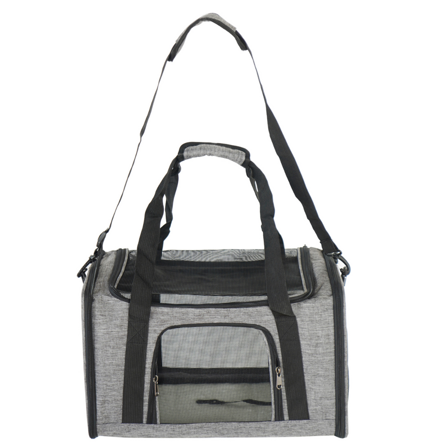 Bärväska för husdjur 45 x 29 x 29 cm – hopfällbar, nät, grå