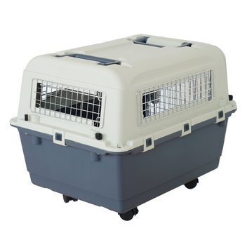 Transportbur 67 x 51,5 x 52,5 cm – hjul, dörr i metallnät, mat- och vattenkoppar