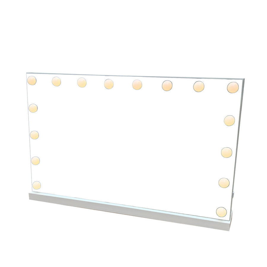 Hollywood-sminkspegel 80 x 51 cm – 16 LED-lampor, USB-port, vägg- och bordsfäste