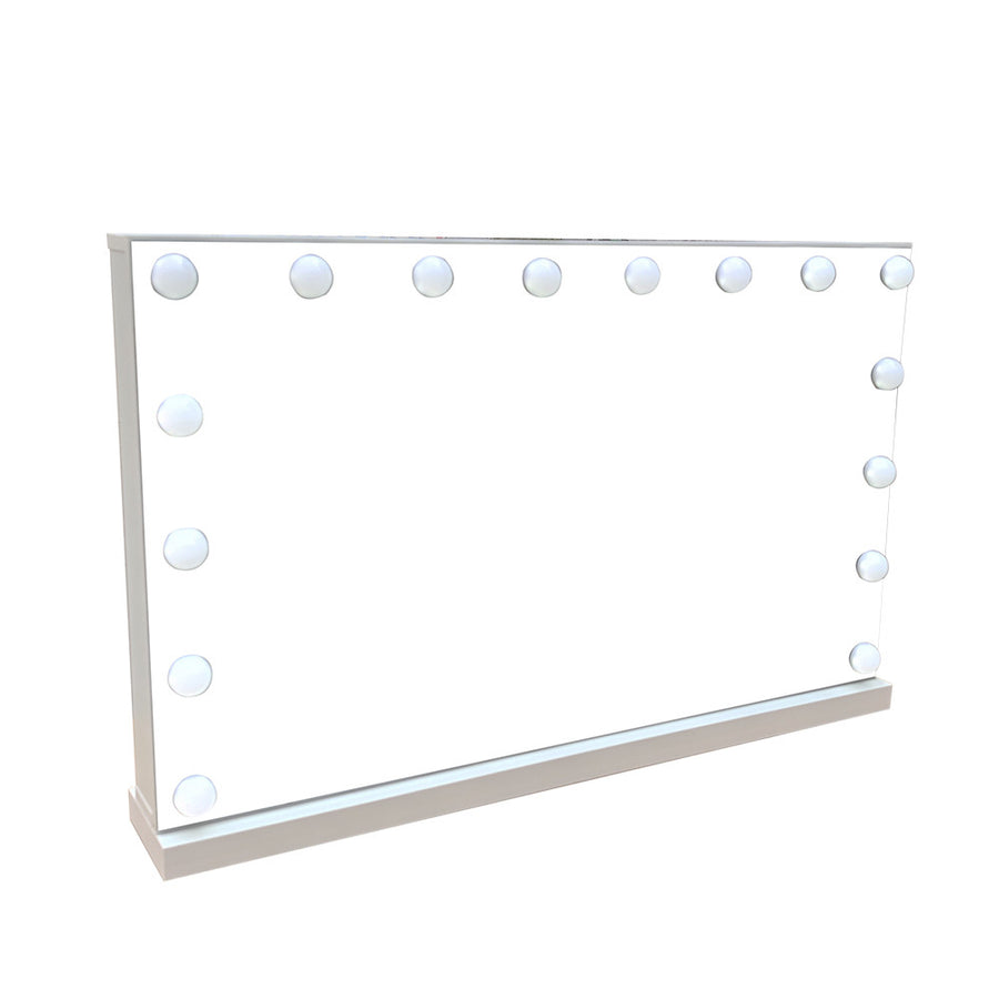 Hollywood-sminkspegel 80 x 51 cm – 16 LED-lampor, USB-port, vägg- och bordsfäste