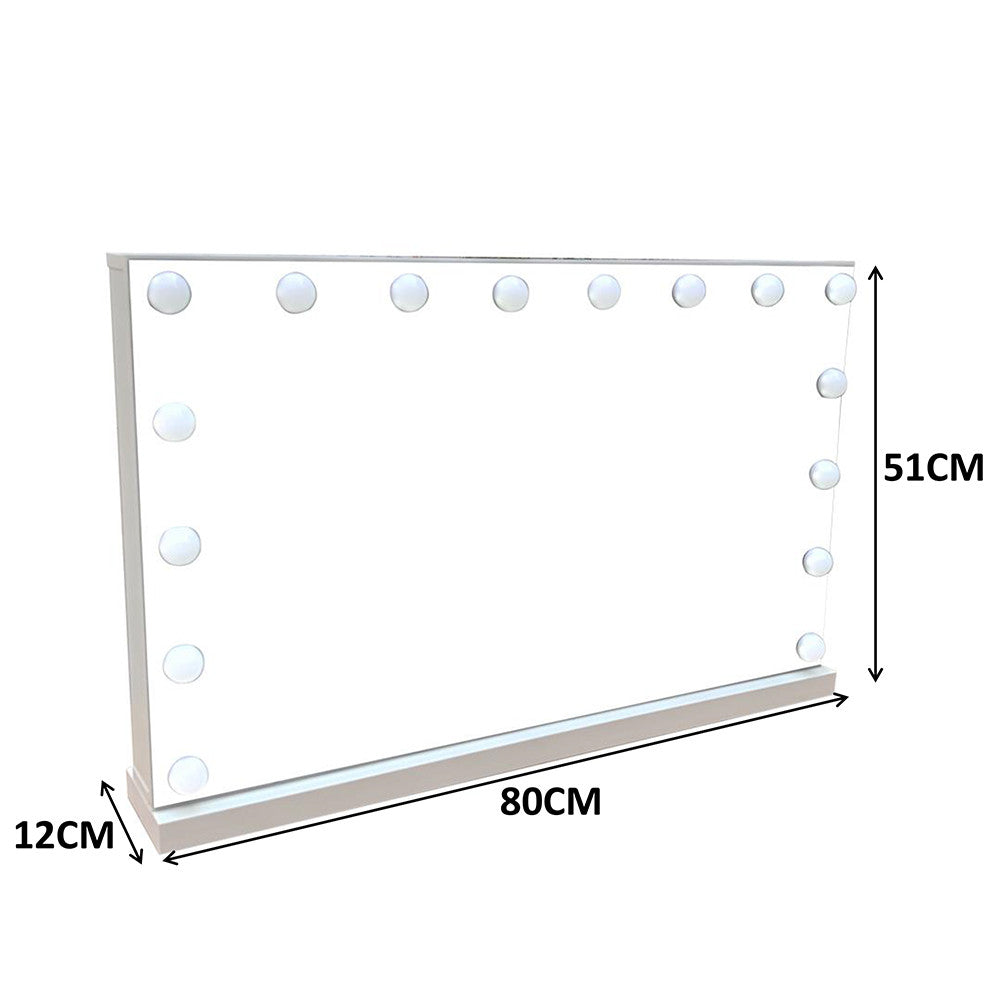 Pohjola Indoor Hollywood Meikkipeili Valoilla, USB, Pöytä- ja Seinäkiinnitys, 80 x 51 x 12 cm