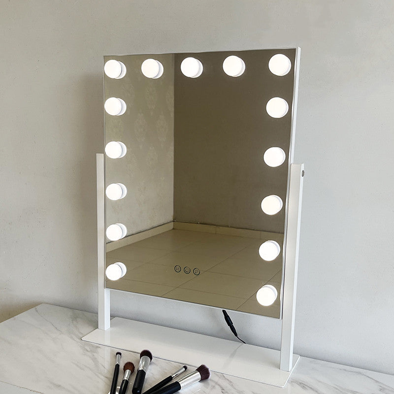 Hollywood-meikkipeili 60 x 45 cm – 15 LED-valoa, kallistettava, 3 valonsävyä