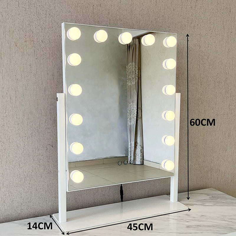 Pohjola Indoor Hollywood Meikkipeili Valoilla, Kallistettava, 60 x 45 x 14 cm, Valkoinen