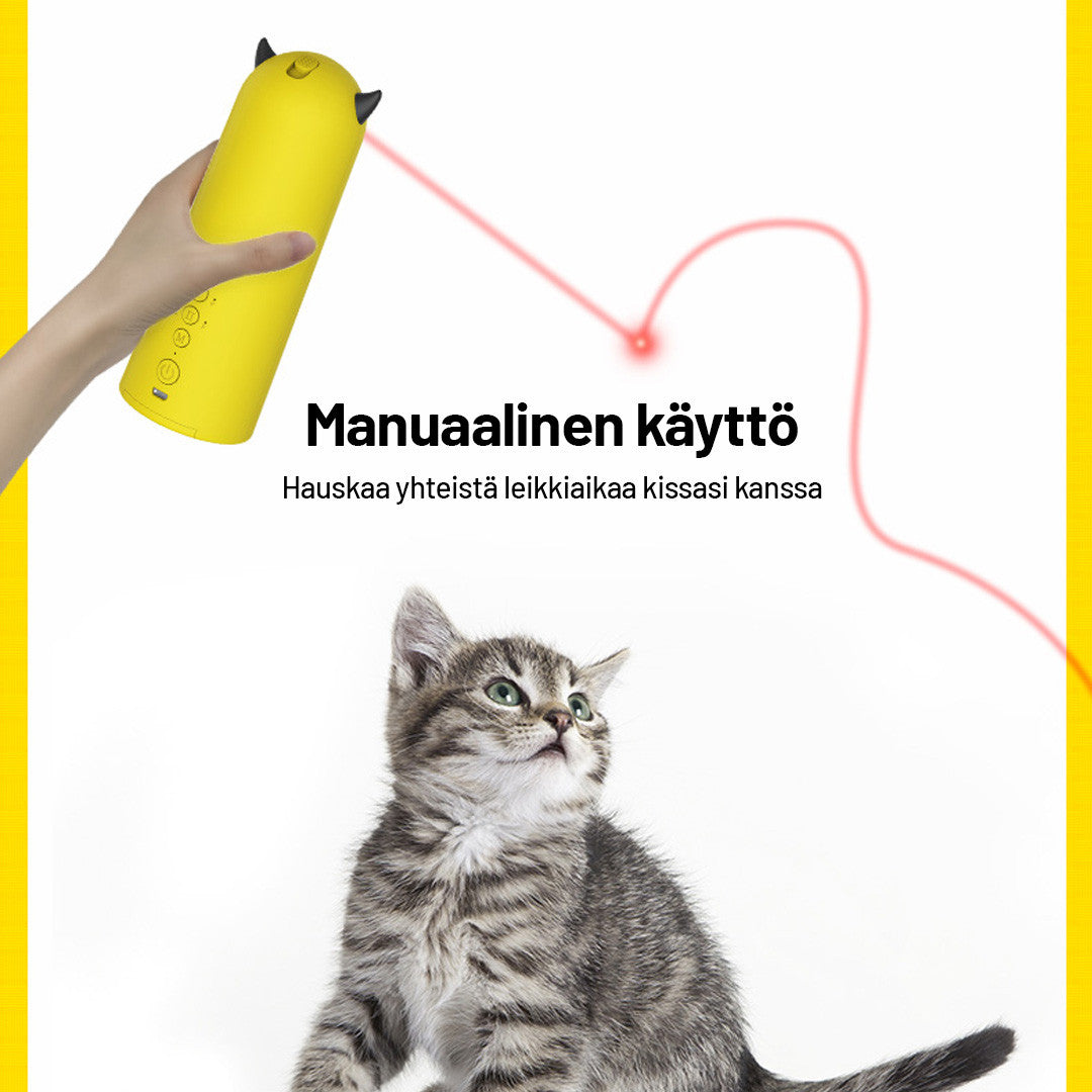 Laserleksak för katter – 3 lägen, 4-stegs vinkeljustering, USB- eller batteridrift, vit
