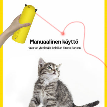 Laserleksak för katter – 3 lägen, 4-stegs vinkeljustering, USB- eller batteridrift, vit