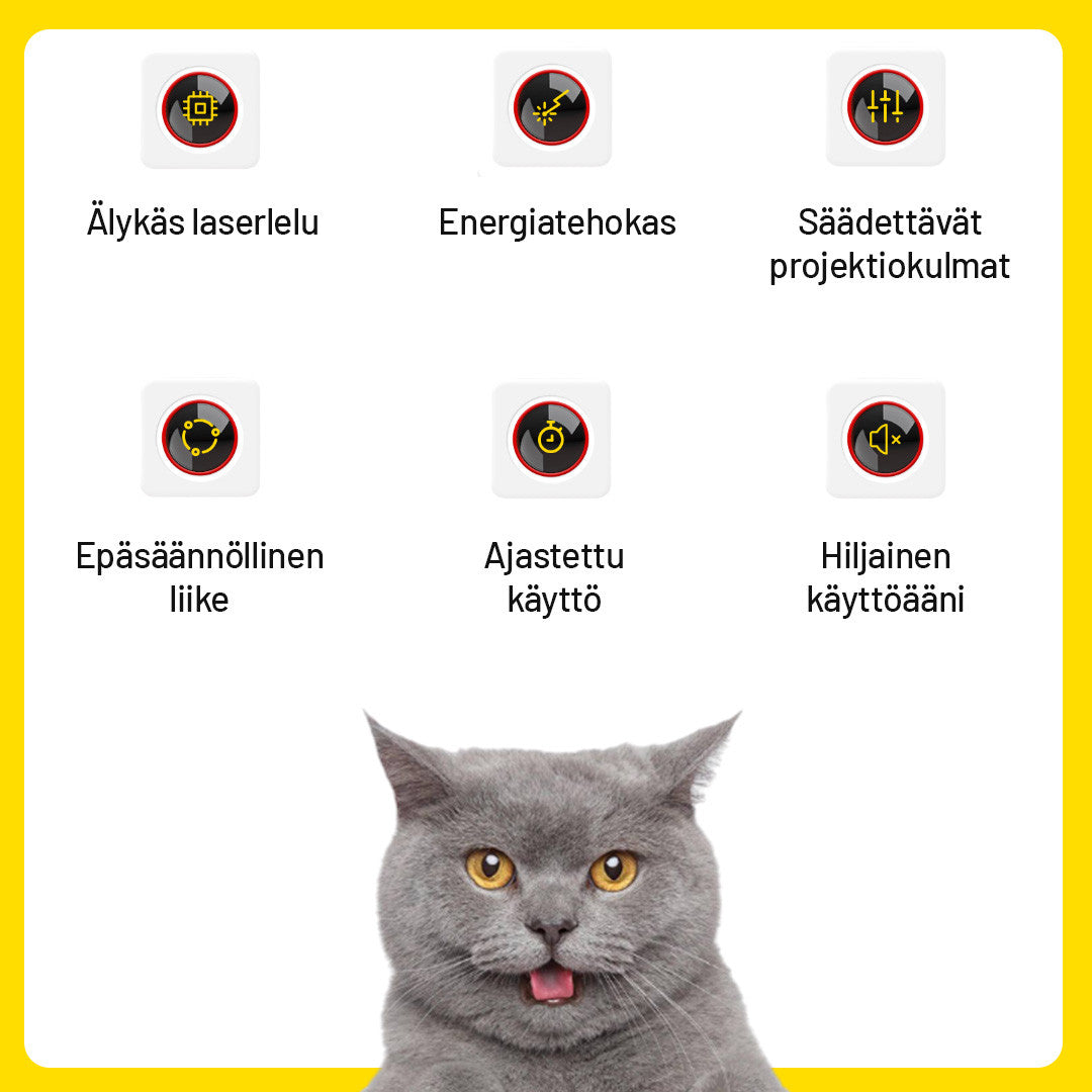 Laserleksak för katter – 3 lägen, 4-stegs vinkeljustering, USB- eller batteridrift, vit