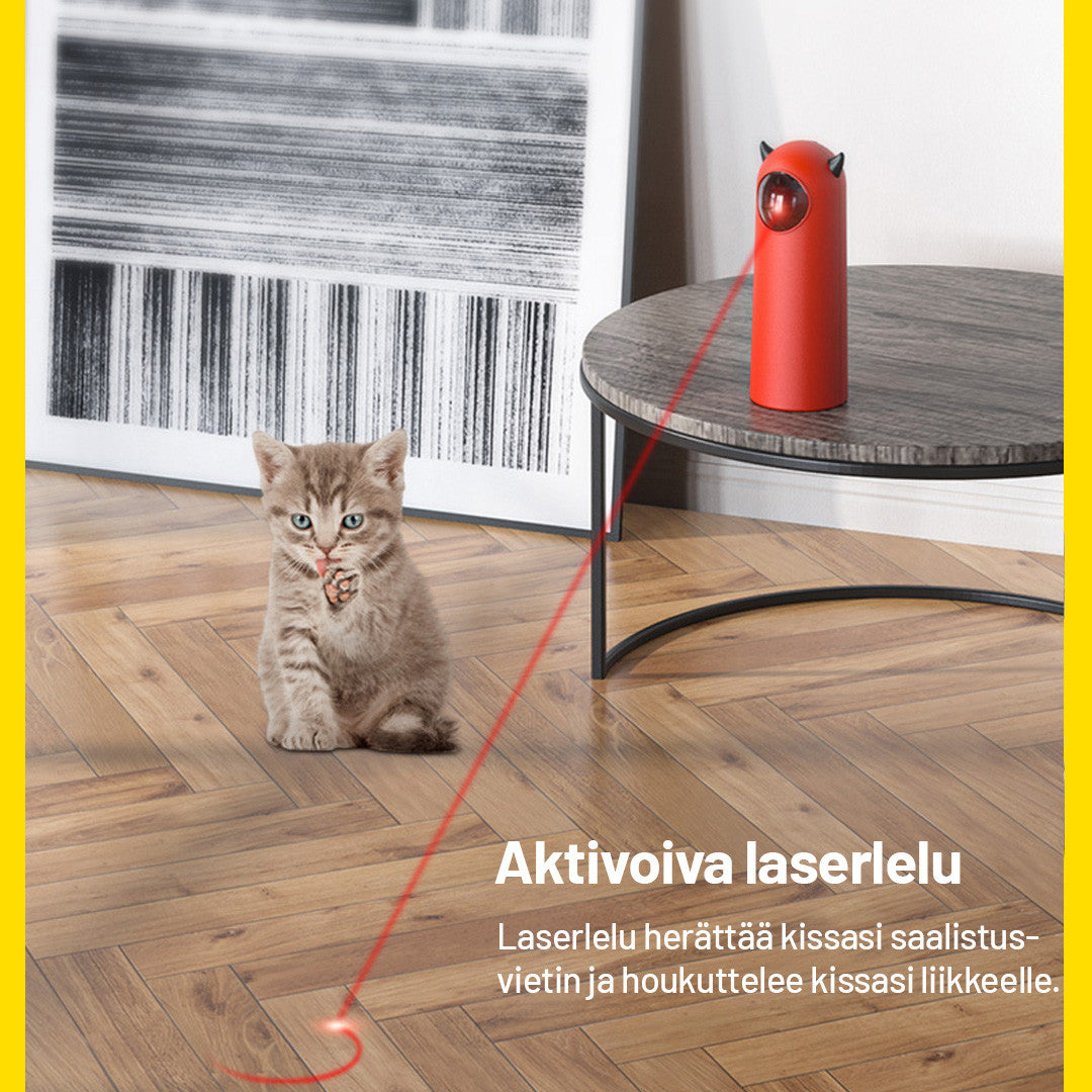 Laserleksak för katter – 3 lägen, 4-stegs vinkeljustering, USB- eller batteridrift, röd