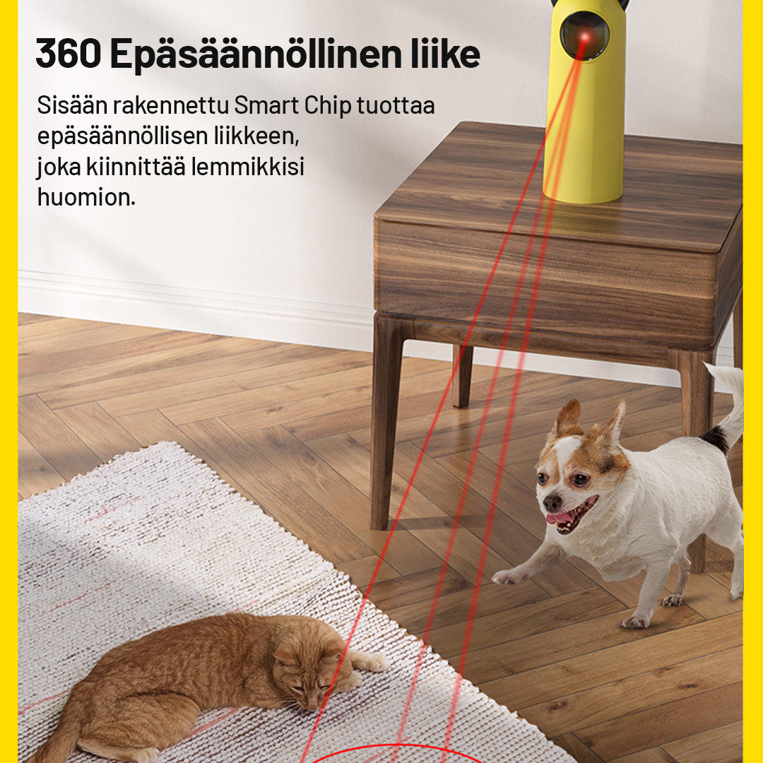 Laserleksak för katt 2–3 lägen, 4-stegs vinkeljustering, USB- eller batteridrift, röd