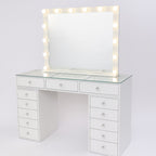 Pohjola Indoor Venla, Suuri Meikkipöytä Valoilla & Laatikostolla, 120 x 44,5 x 79 cm, Valkoinen