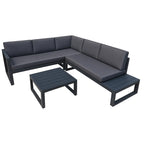 POHJOLA GARDEN Ulkokulmasohva Pöydällä 3K2, Tumman harmaa