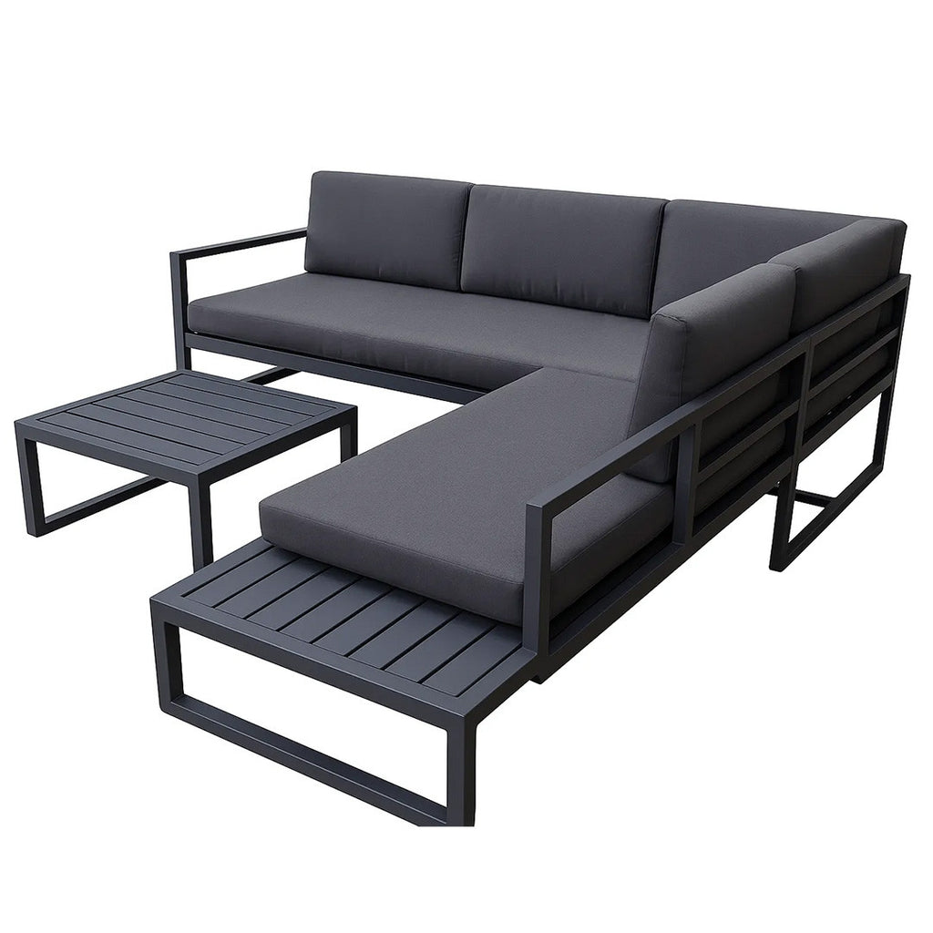 POHJOLA GARDEN Ulkokulmasohva Pöydällä 3K2, Tumman harmaa