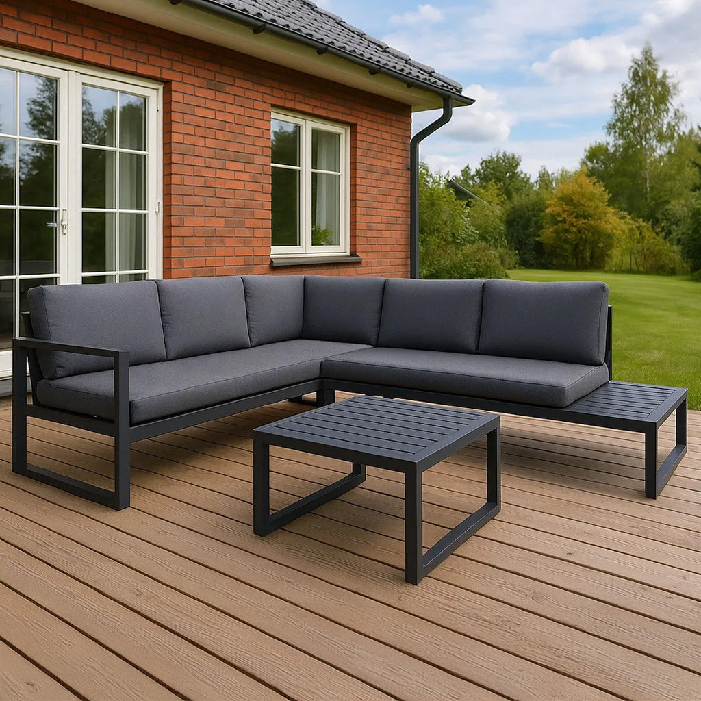 POHJOLA GARDEN Ulkokulmasohva Pöydällä 3K2, Tumman harmaa