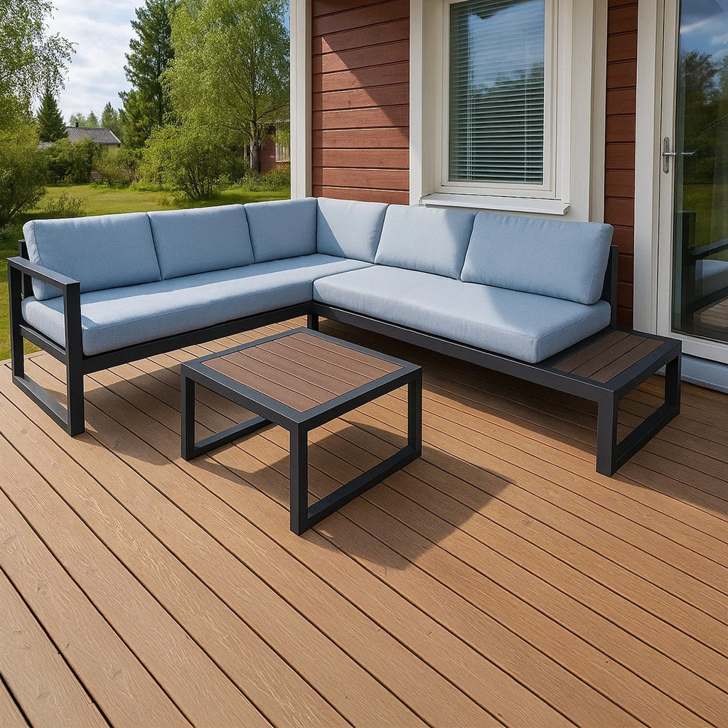 POHJOLA GARDEN Ulkokulmasohva Pöydällä 3K2, Tumman harmaa