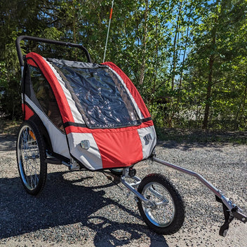 Cykelkärra för 1–2 barn – 2-i-1, 40 kg, 5-punktsbälte