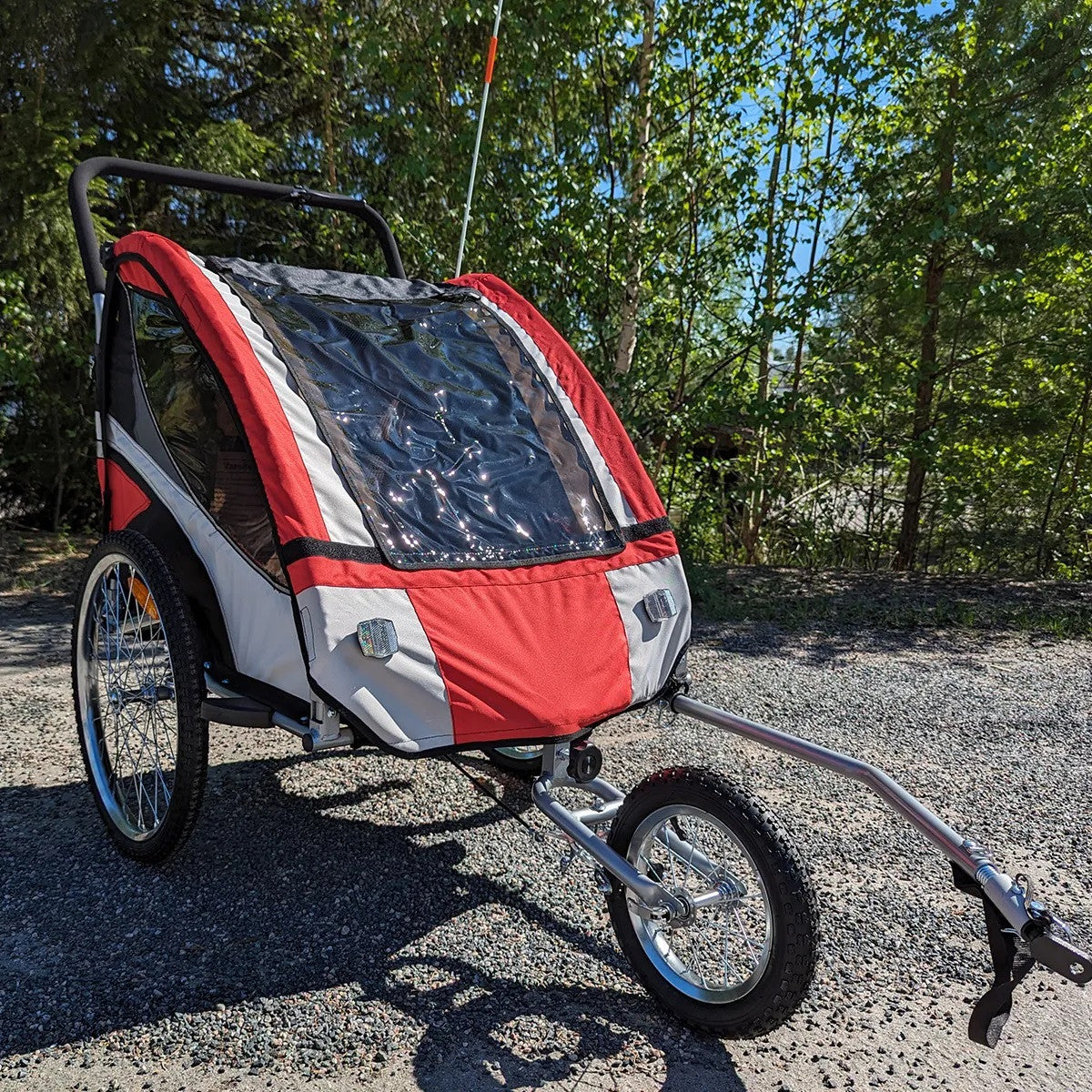 Polkupyörän peräkärry 1–2 lapselle – 2-in-1, 40 kg, 5-pistevaljaat