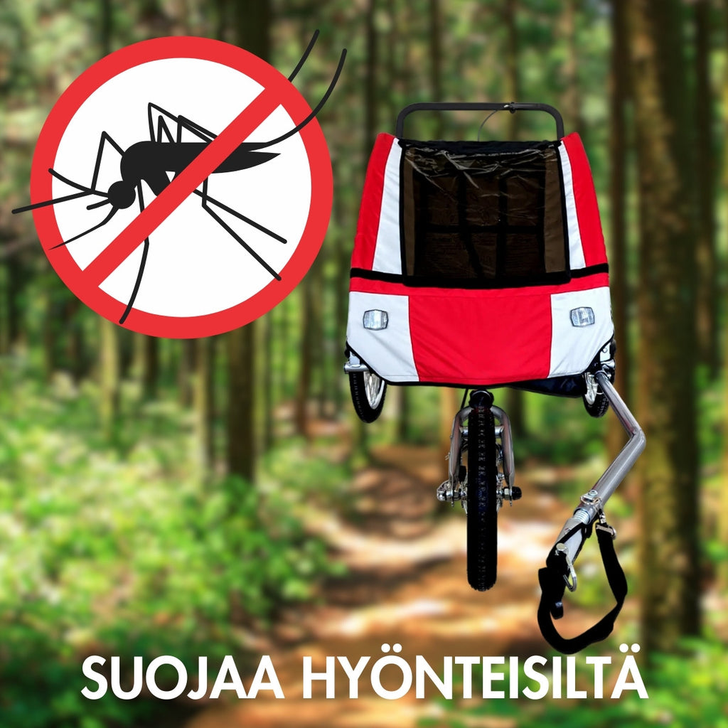 Polkupyörän peräkärry 1–2 lapselle – 2-in-1, 40 kg, 5-pistevaljaat