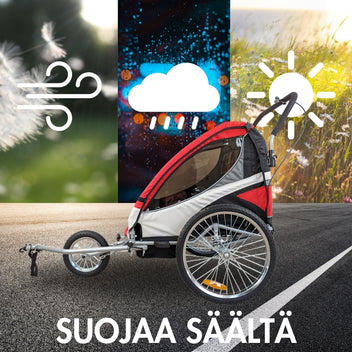 Cykelkärra för 1–2 barn – 2-i-1, 40 kg, 5-punktsbälte