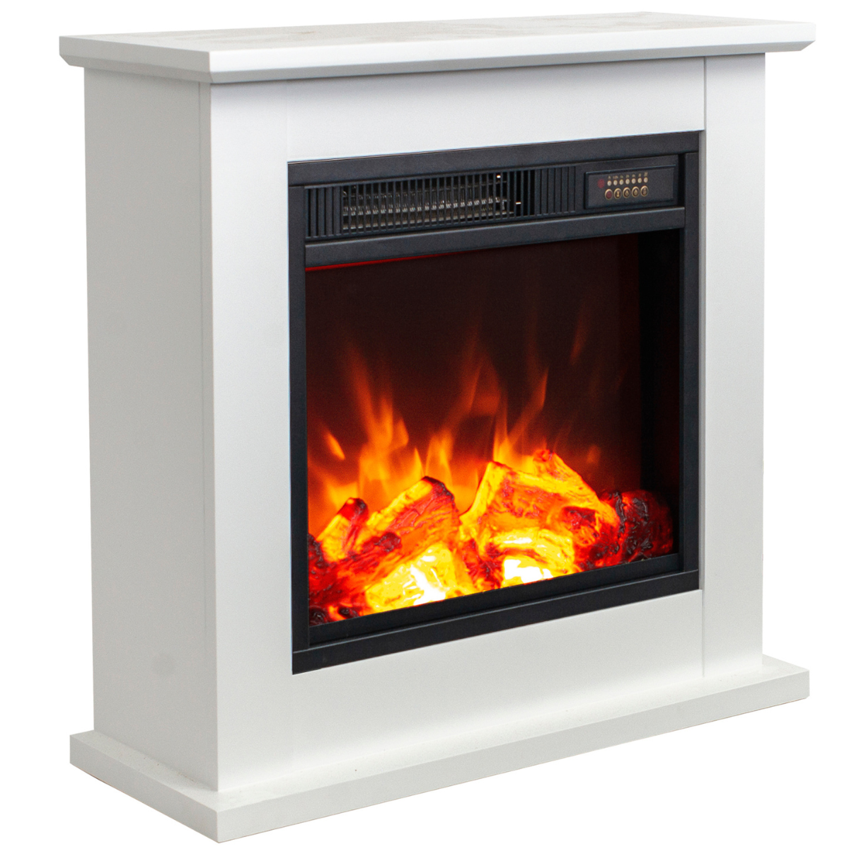 Sähkötakka Venezia 750/1500W – 64,5 x 23,5 x 61 cm, LED-liekki, valkoinen