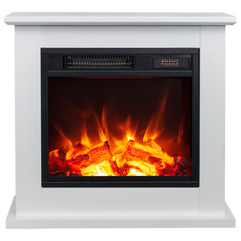 Sähkötakka Venezia 750/1500W – 64,5 x 23,5 x 61 cm, LED-liekki, valkoinen
