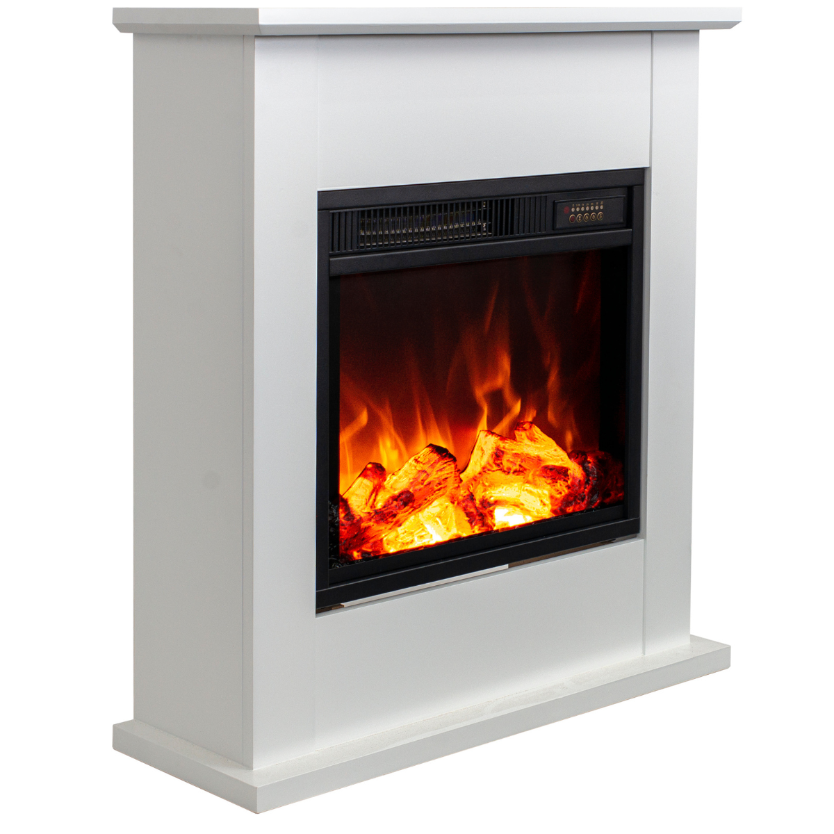 Sähkötakka Verona 750/1500W – 64,5 x 23,5 x 74 cm, LED-liekki, valkoinen