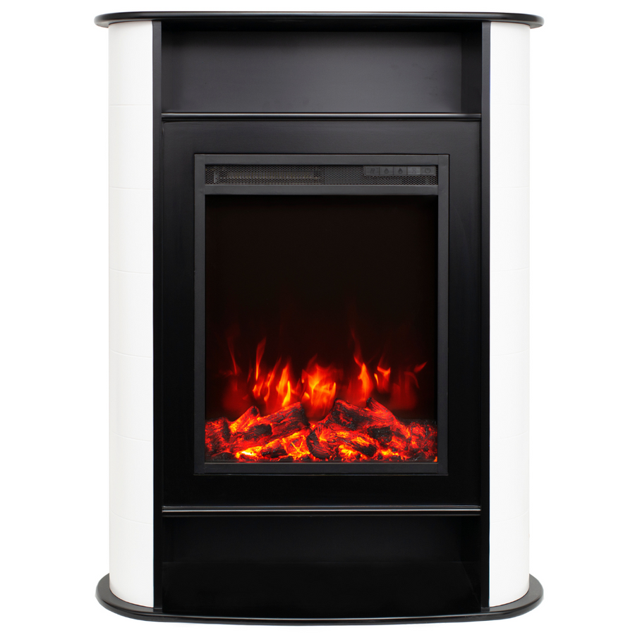 Sähkötakka Ravenna 750/1500W – 84 x 33 x 111 cm, LED-liekki, valkoinen