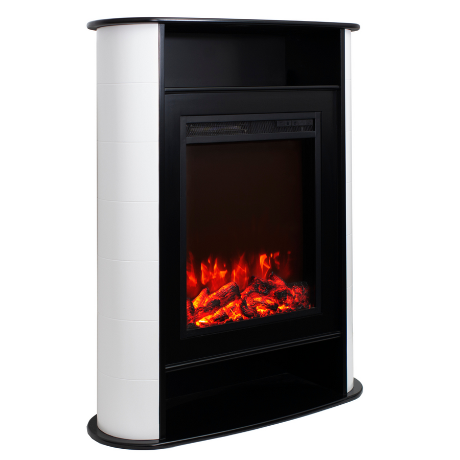 Sähkötakka Ravenna 750/1500W – 84 x 33 x 111 cm, LED-liekki, valkoinen