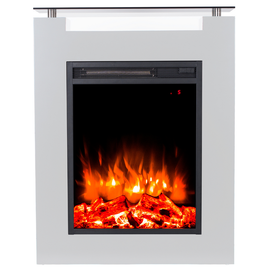Sähkötakka Torino 750/1500W – 68 x 17 x 87,5 cm, LED-liekki, valkoinen
