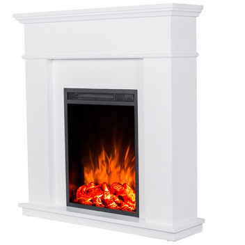 Sähkötakka Modena 750/1500W – 98 x 24 x 101,9 cm, LED-liekki, valkoinen