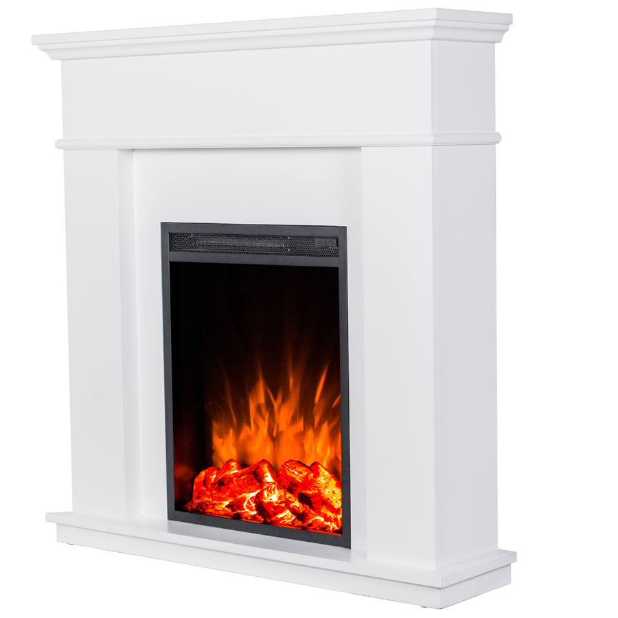Sähkötakka Modena 750/1500W – 98 x 24 x 101,9 cm, LED-liekki, valkoinen
