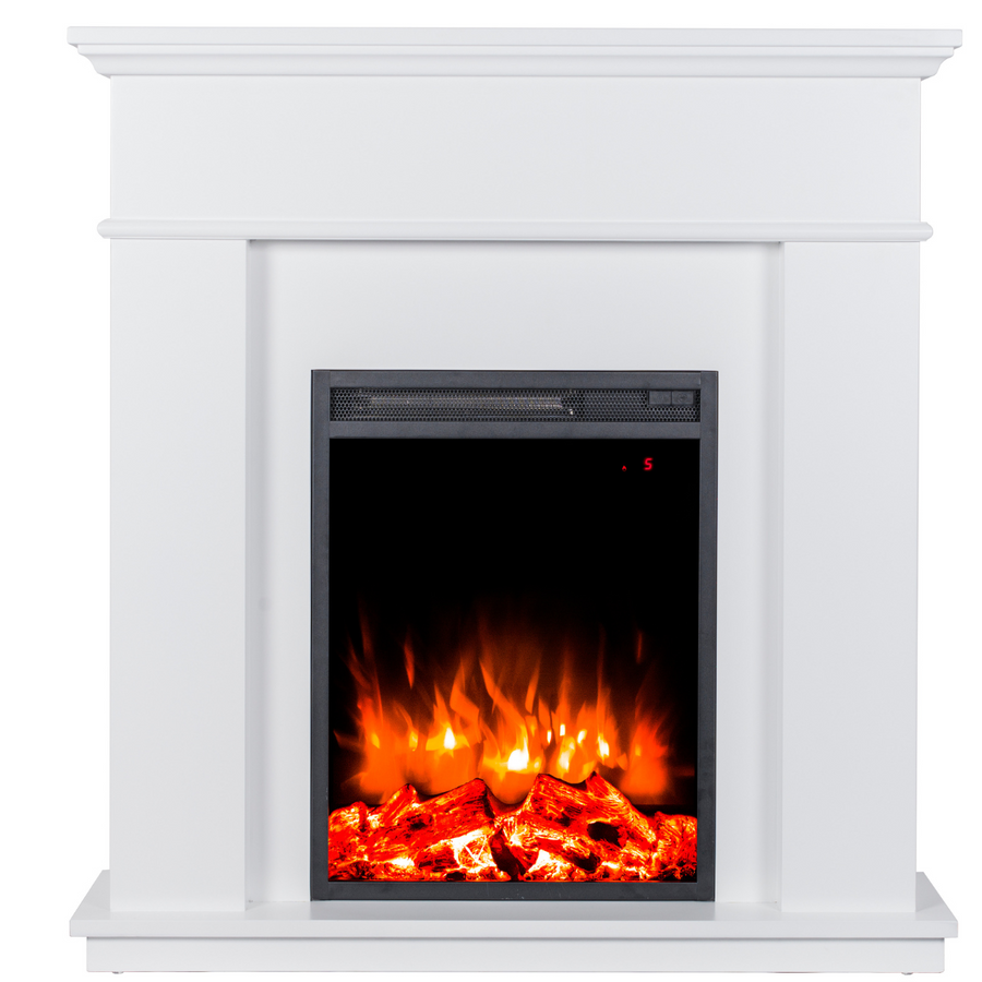 Sähkötakka Modena 750/1500W – 98 x 24 x 101,9 cm, LED-liekki, valkoinen