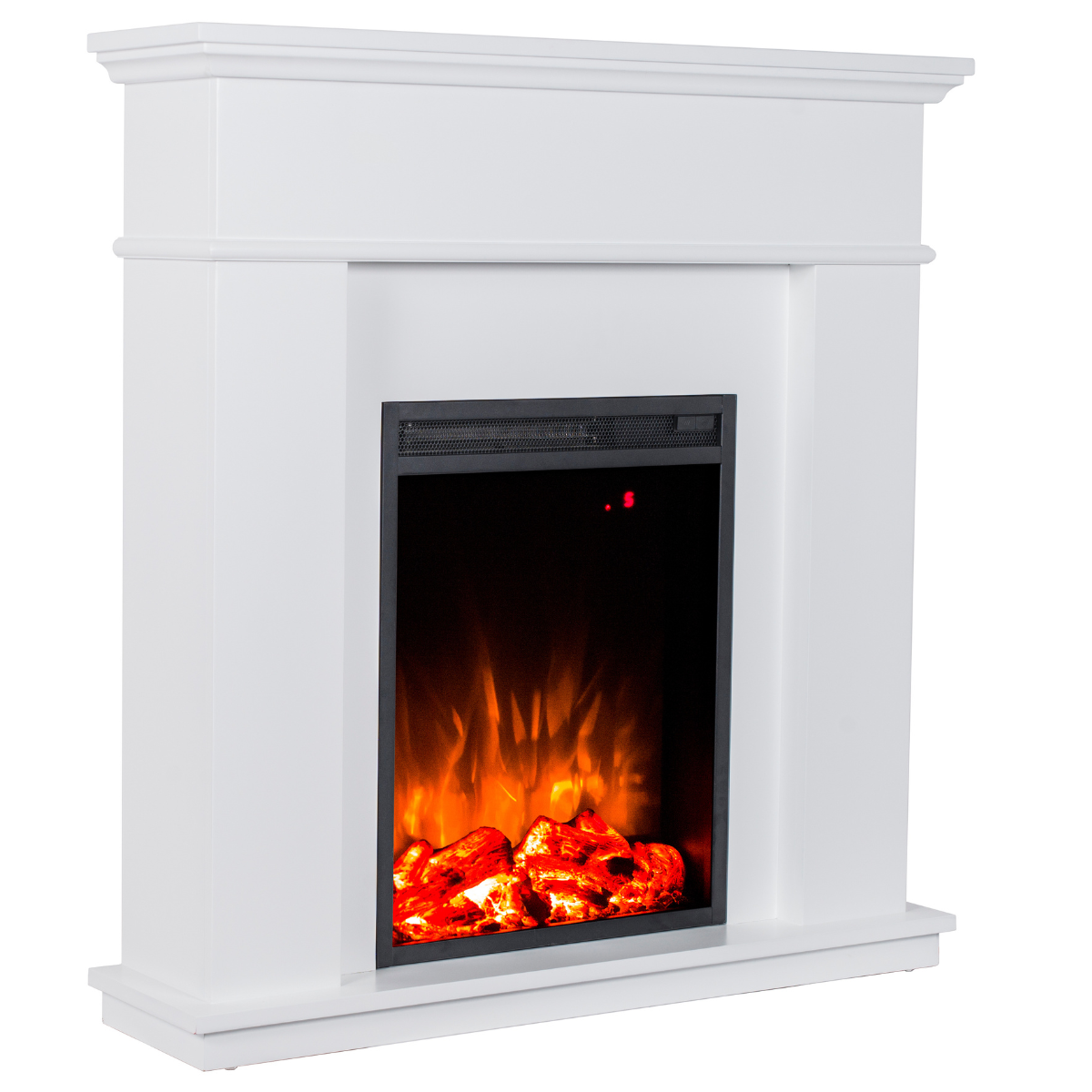 Sähkötakka Modena 750/1500W – 98 x 24 x 101,9 cm, LED-liekki, valkoinen