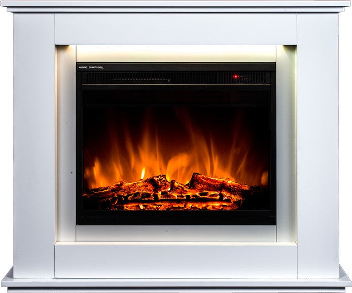 Sähkötakka Genova 750/1500W – 100 x 28 x 82,5 cm, LED-liekki, valkoinen