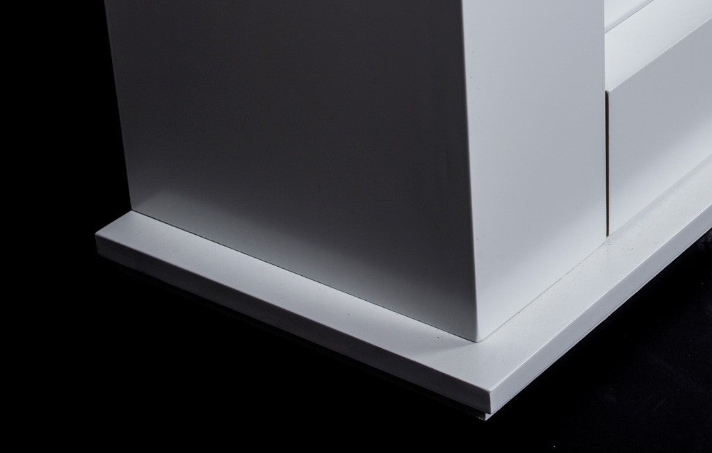 Sähkötakka Genova 750/1500W – 100 x 28 x 82,5 cm, LED-liekki, valkoinen
