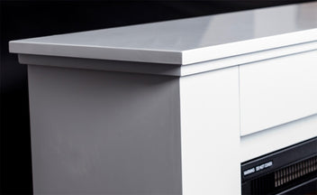 Sähkötakka Genova 750/1500W – 100 x 28 x 82,5 cm, LED-liekki, valkoinen